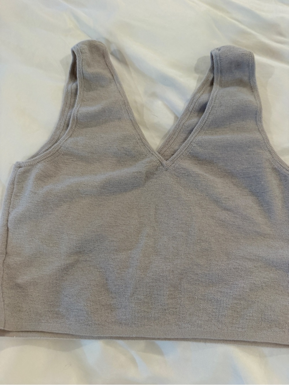 NakedCashmere Soft V-Neck Knit Bralette in Light Taupe